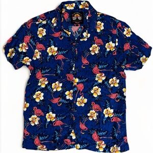 Drill Clothing GOOD VIBES Hawaiian Tropical Shirt Pink Blue Floral Flamingo XL